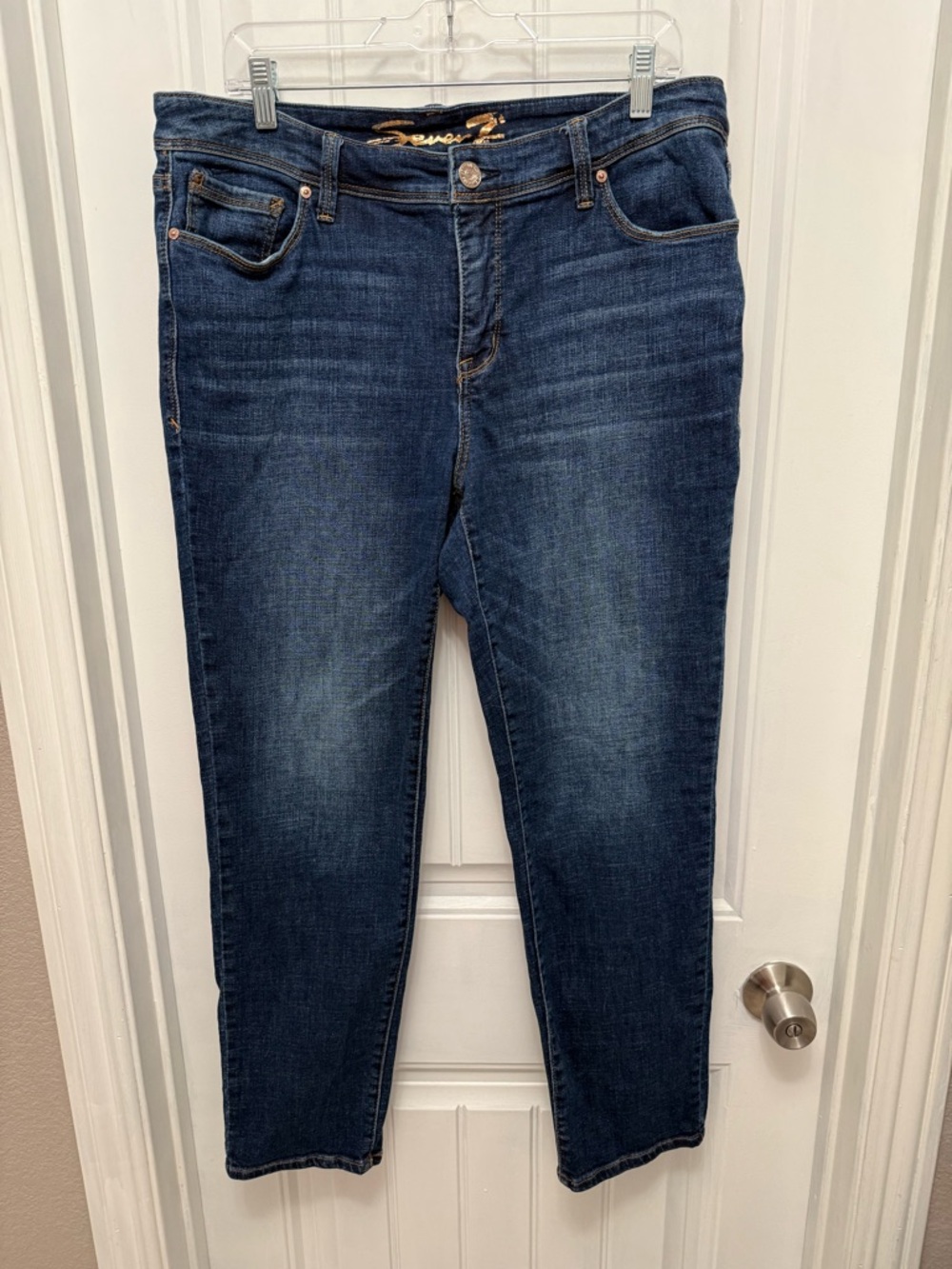 Seven 7 Jeans Women Size 16 High Rise Straight Blue Denim (35-16)